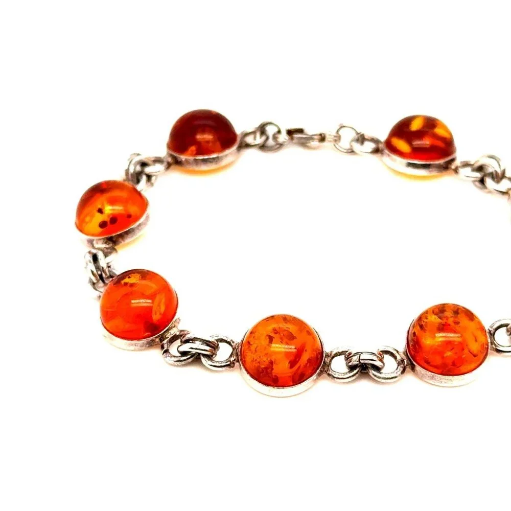 Silver 925 Circle Amber Bracelet‎